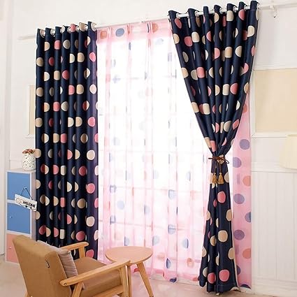 Riyidecor Rustic Polka Dots Blackout Curtains 2 Panels 52 X 84