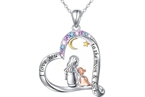 kdhgoo YUUAND Engraved “I Love You Mom” Heart Blue Crytal Necklace, 925 Sterling Silver Heart Ruby Blue Crytal Necklace for Mom Birthday Gifts from Daughter, Mothers Day Gifts
