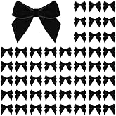 50 PCS Black Velvet Bows for Christmas Tree, 2.75" Small Velvet Ribbon Bows for Gift Wrapping, Mini Bows for Crafts, Bow Decorations for Party Baby Shower Birthday Wedding (Black, 50PCS)