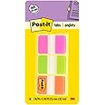 Post-it Tabs, 1 inch, Solid Color, Pink, Green, Orange, 22 per Color, 66 Total Tabs