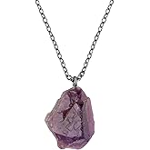 Natural Raw Dainty Pendant Necklace, Rough Crystals, Handmade Dangle Jewelry, Genuine Rough Gemstone Pendant, Gift For Her,18 inch Black Plated Adjustable Chain, Mother's Day Gift