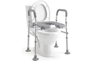 ZXTBVR Raised Toilet Seat with Handles - Adjustable Height & Width Toilet Riser, Strong Suction Base, 8-Level Height 68-82cm,