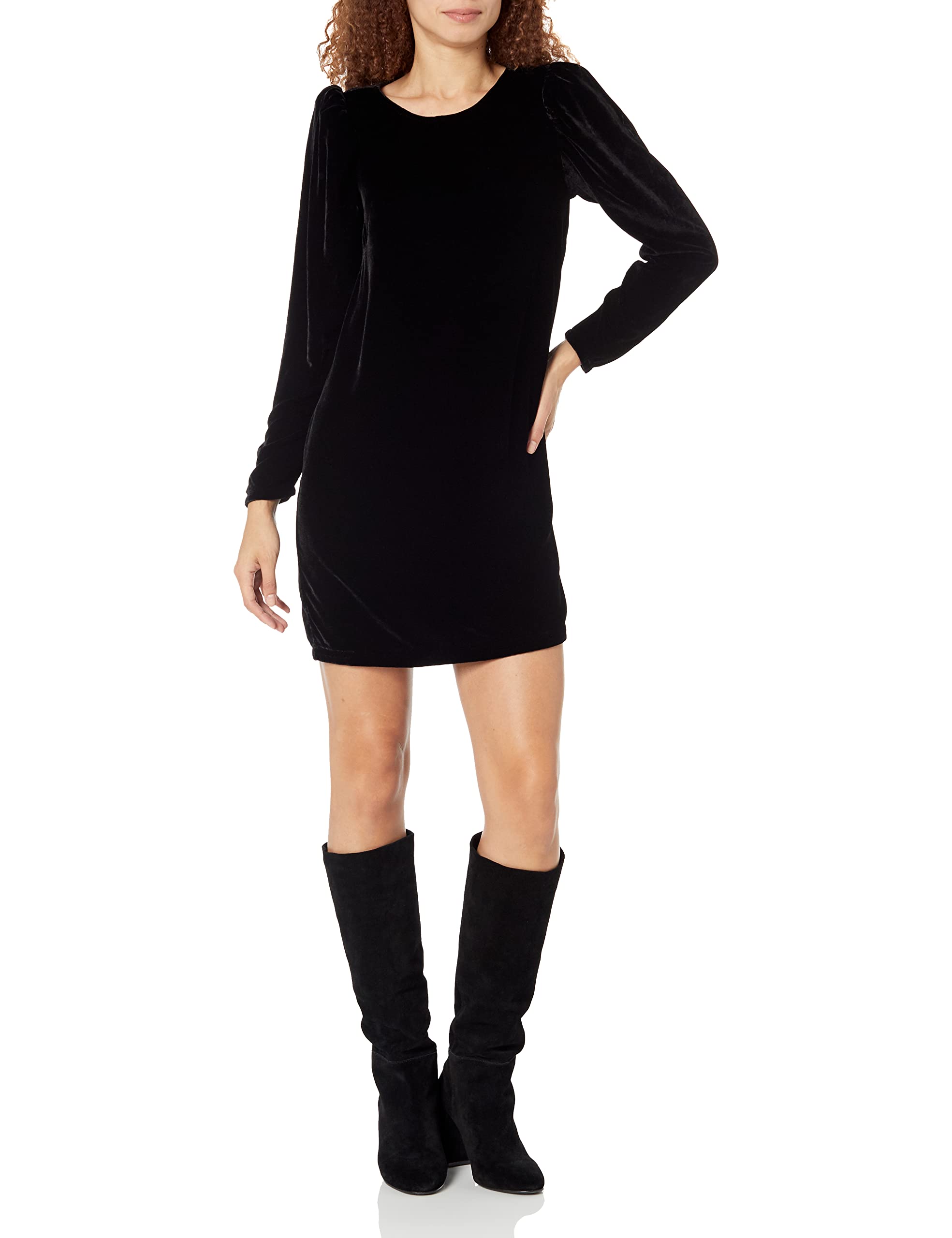Photo 1 of VELVET BY GRAHAM & SPENCER Women's Aggie Long Sleeve Velvet Midi Dress, Black, Medium