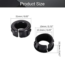 Fielect 100Pcs Open Snap Bushing 19mm Black Nylon