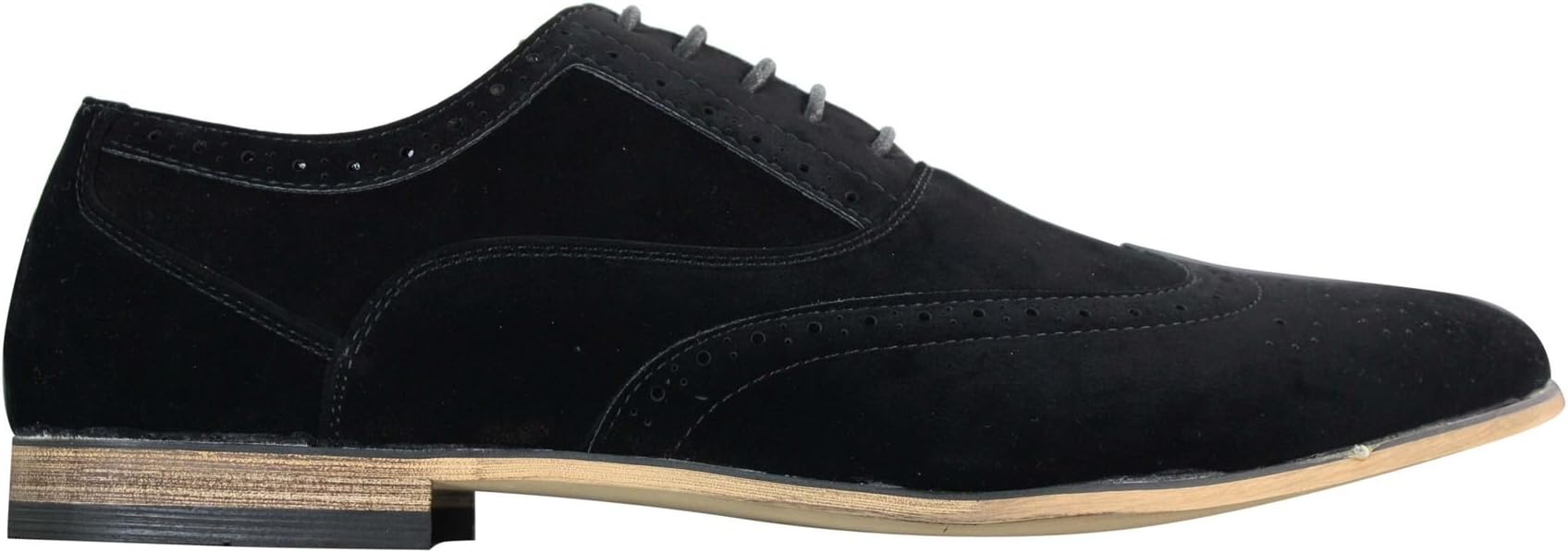 Mens Suede Leather Brogues Smart Casual Red Brown Navy Black Laced Shoes Retro
