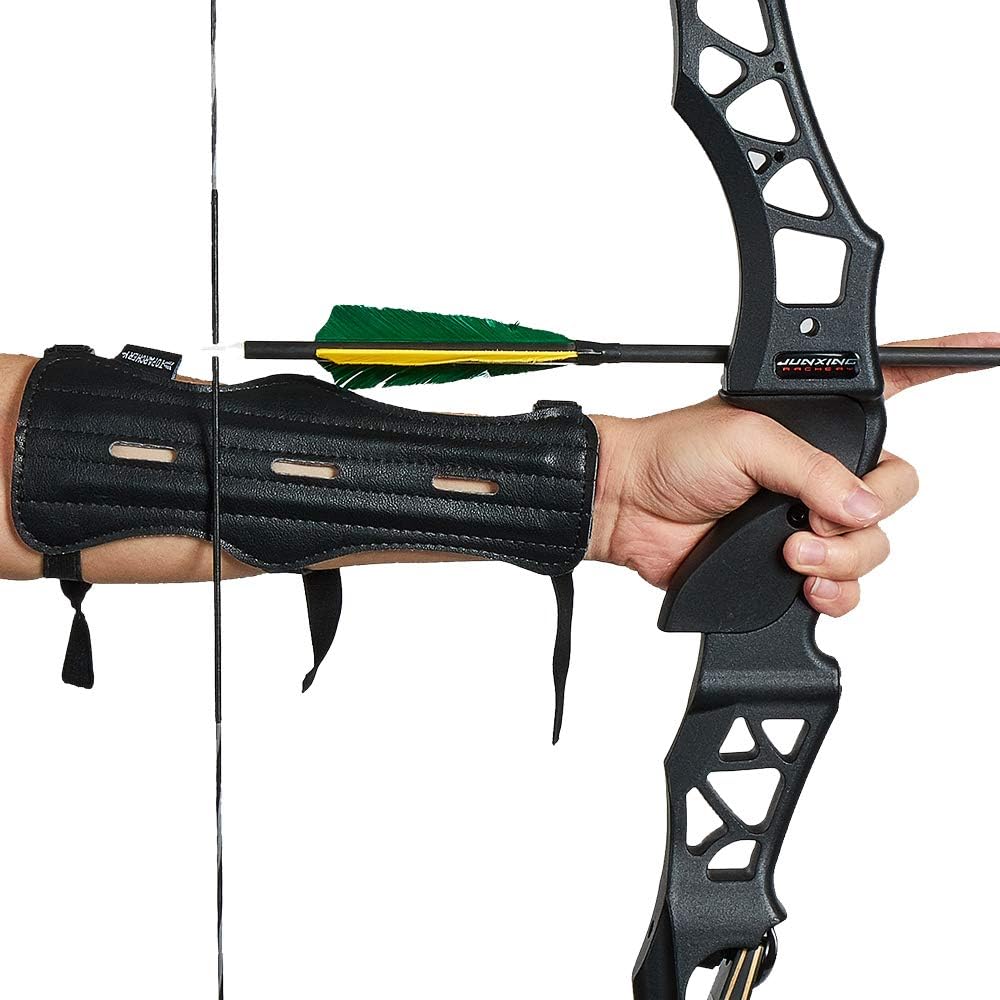 Huntingdoor Archery Protective Gear Kit Arm Guards Forearm Protector Adjustable 3 Straps and Bow Hunting Gloves 3 Finger Guard Leather for LH RH : Sports & Outdoors