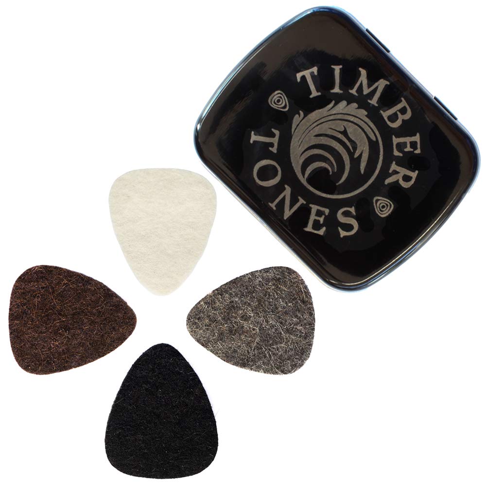 Timber Tones - 4 Felt Ukulele Picks: Black, Grey, Brown & Natural Wool Felt, 4mm & 5mm Thickness, Ideal for All Ukulele Styles
