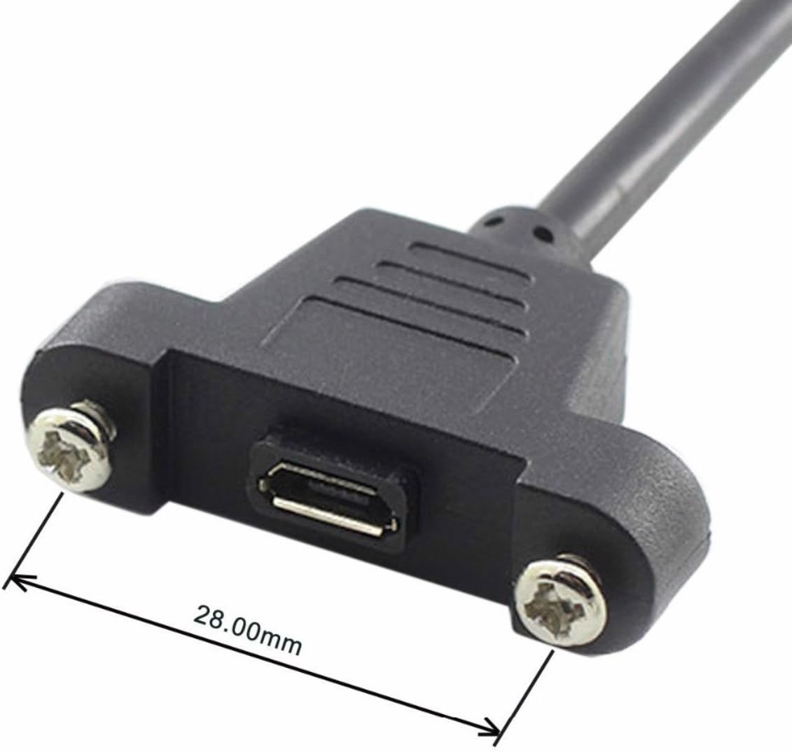 baolongking Micro USB Panel Mount 5Pin Micro-USB Extension Cable Male to Female Extender Cable with Screws for Data Sync and Charge 50cm - Image 5