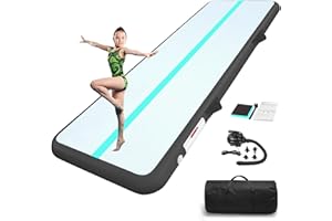 LVAOSTT Gymnastics Air Mat Tumbling Mat 13ft/16ft/20ft Tumble Track, Inflatable Tumbling Mat 4/8 inch Thickness Gymnastics Air Training Mats with Electric Air Pump for Home Use/Tumbing Meditation/Cheerleading/Water Use