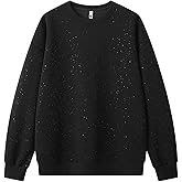 GURUNVANI Glitter Crewneck Sweatshirt Mens Heavyweight Pullover Shirt Sparkle Partywear
