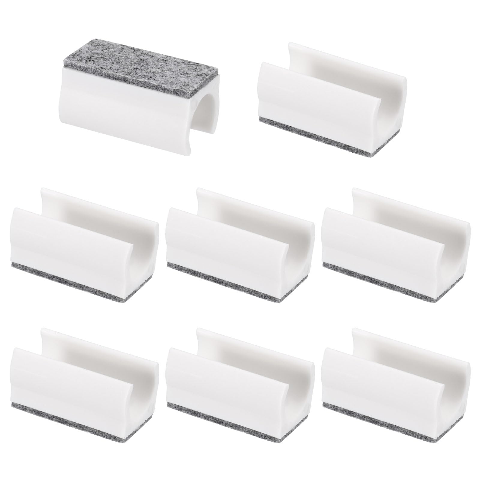 PATIKIL 19mm Rectangle Chair Leg Cover with Felt Pad, 8Pcs Slide Smoothly No Scratches No Noise Furniture Feet Hardwood Protectors Tips Floor Glides Tubing Caps for Office, White Grey