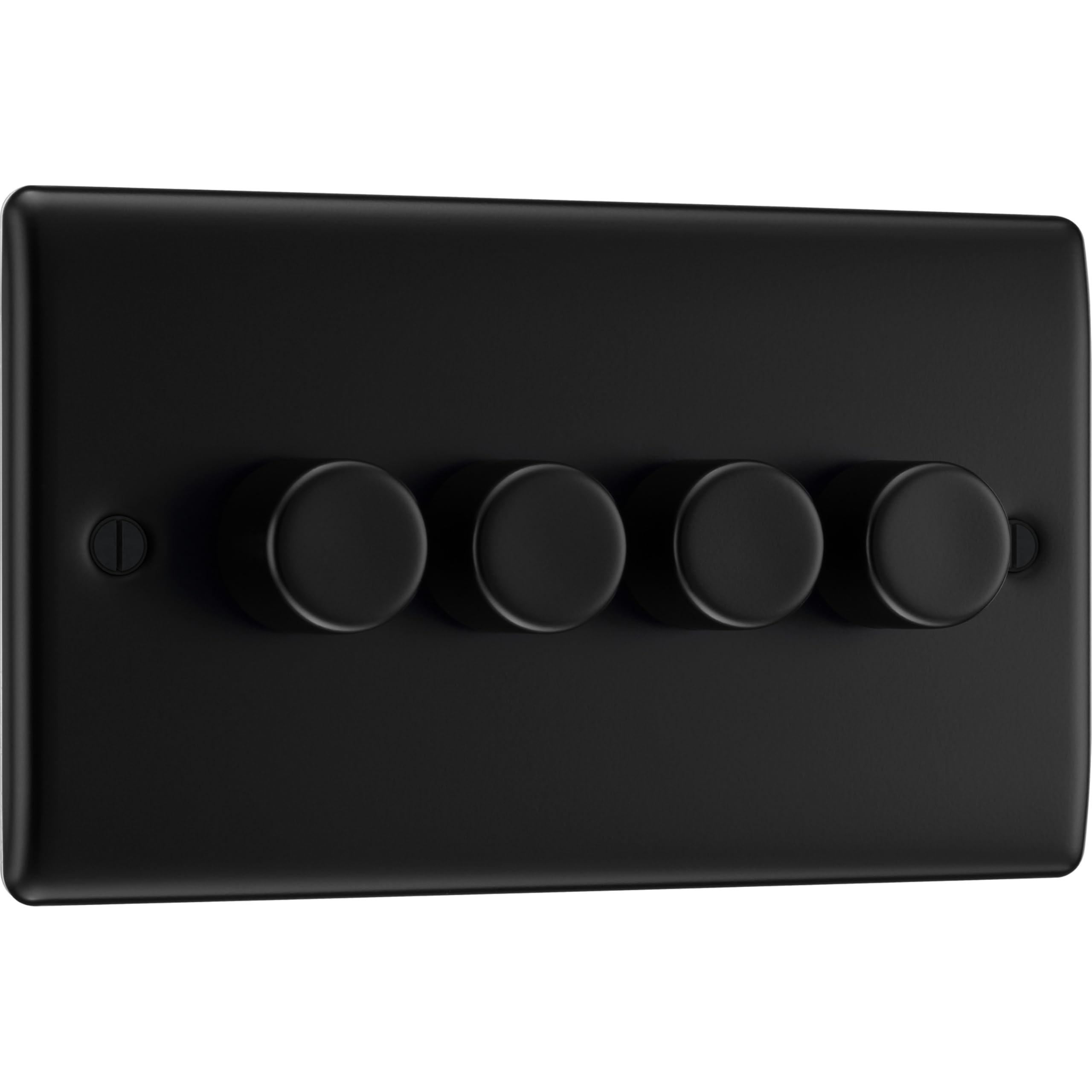 BG Electrical Intelligent Quadruple Wall Dimmer Switch, 2 Way, Raised Profile, Round Edges, Nexus Metal, Matt Black, 200W, NFB84
