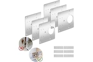 LLZHYA Cabinet Hinge Repair Plate, Stainless Steel Hinge Repair Kit, Kitchen Cupboard Door Hinge Repair Plate Kit, Including Fixing Screws, Protects Wooden Kitchen Cabinet Doors (6pcs)