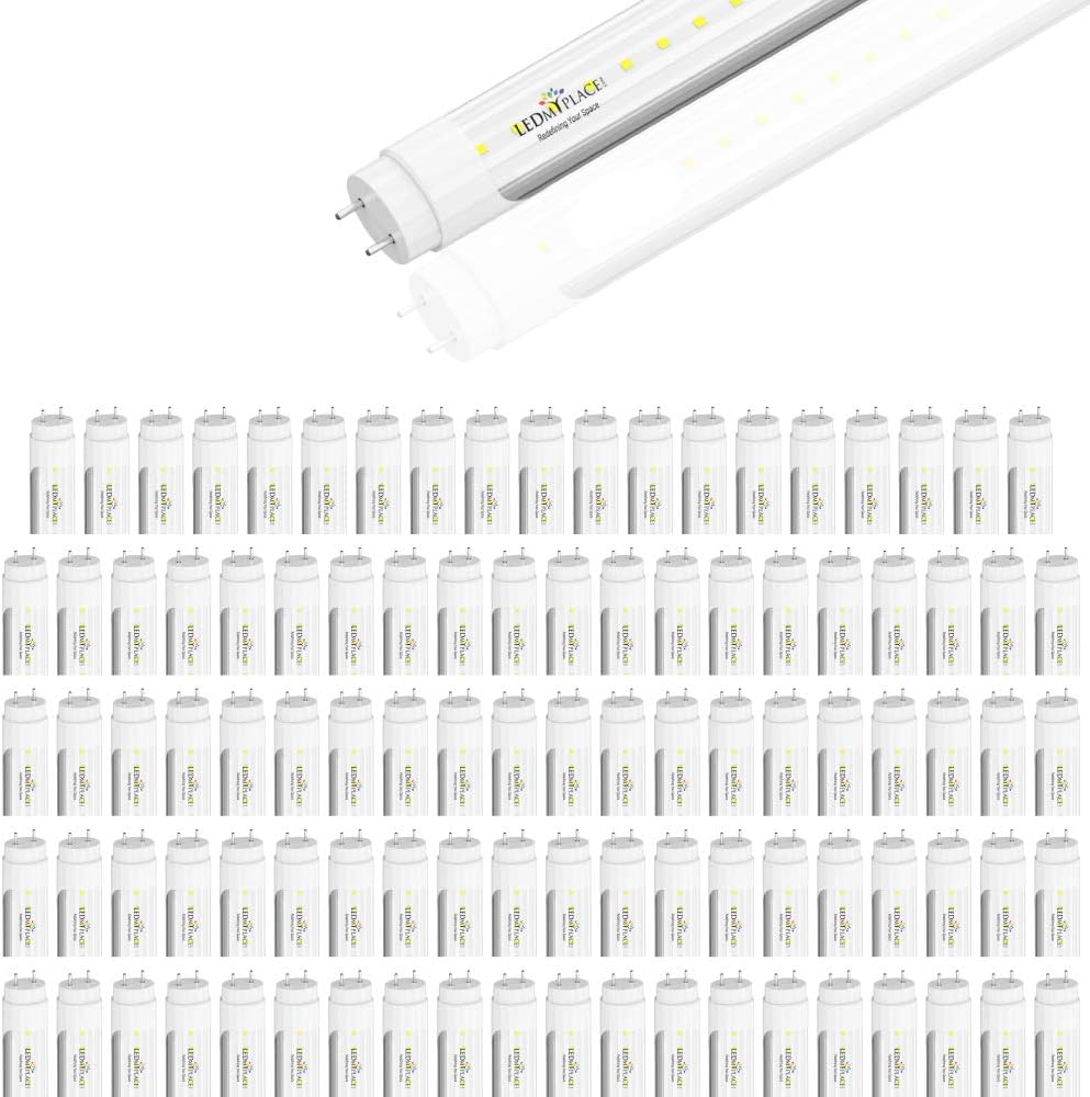 LEDMyplace 18W 4ft T8 LED Tube Light with G13 Base, 2520 Lumens, 5000K(Daylight White), Clear Lens, Single Ended Power, Ballast Bypass with Modern Style for Supermarket Shop, Gym, Pack of 100