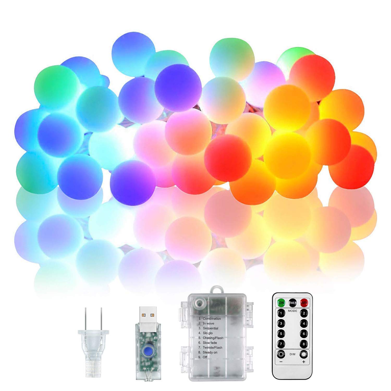 LED Globe String Lights EVXVE 100 Colored Mini Lights 8 Modes Waterproof Fairy Lights For Indoor & Outdoor Home Garden Patio Party Holiday Christmas Decoration (44Ft )