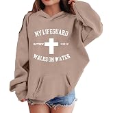 Jesus Hoodies for Teen Girls Trendy Cute Casual Christian Letter Print Sweatshirts Long Sleeve Tops with Pockets Jesus Love You Sweatshirt Khaki 12-13 Years