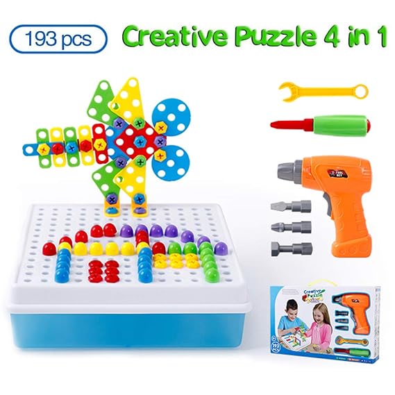 Cytop Mosaik Steckspiel DIY 3D Puzzle Spielzeug Bausteine Schraube Konstruktionsspielzeug Montage Intelligenz Geschenke mit E
