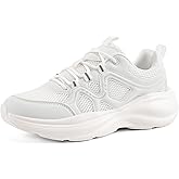 Aomigoct Womens Walking Sneakers Shoes: White 10 Comfortable Lightweight Tennis Shoe for Casual Running