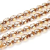 50pcs Czech 16mm (0.63 Inch) Large Faceted Flat Oval Crystal Glass Loose Beads Spacer Golden Shadow for DIY Jewelry Craft Making CCO-28