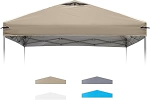 FLOUREE 10x10 Canopy Replacement Top Cover with Air Vents for Pop up Canopy Gazebo Tent, with Adjustable Strap, Waterproof & Anti-UV for Outdoor Shade (Frame Not Included) (Beige)