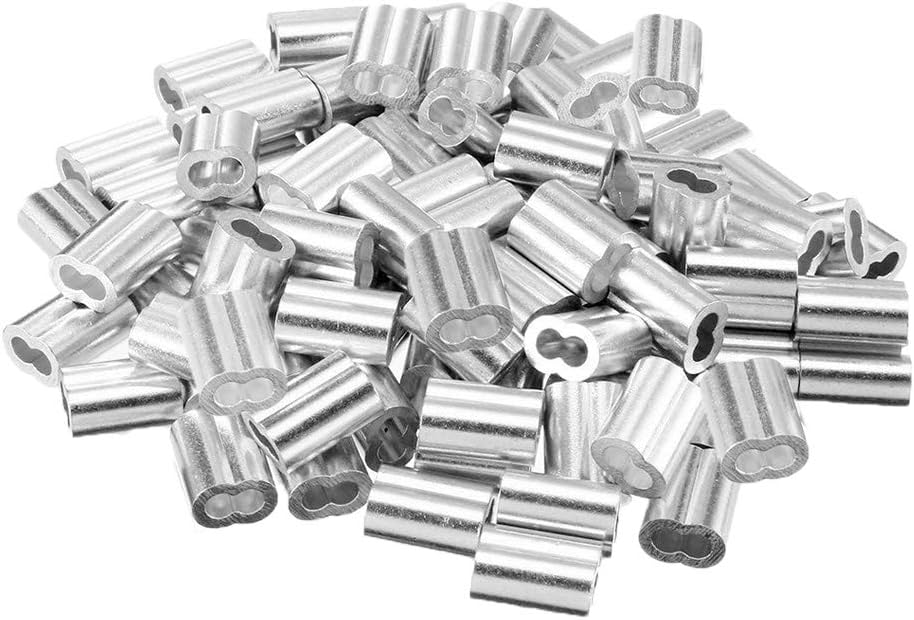 Cretty-Meet 100pcs Aluminium Crimp Loop for 1.5 mm Wire Rope Cable