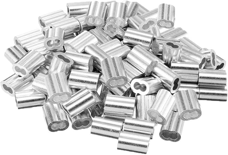 Cretty-Meet 100pcs Aluminium Crimp Loop for 1.5 mm Wire Rope Cable