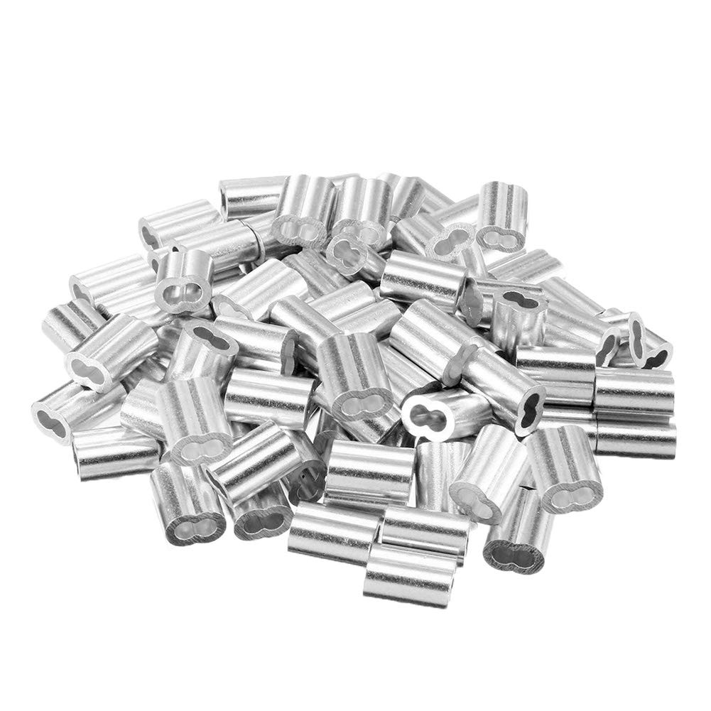 Cretty-Meet 100pcs Aluminium Crimp Loop for 1.5 mm Wire Rope and Cable