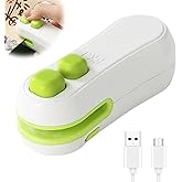 Mini Bag Sealer,2025 Upgraded 2 in 1 Mini Bag Sealer,Rechargeable Handheld Bag Sealer with Cutter and Magnet for Snack Plastic Bags Food Storage Travel (white)