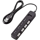 ELECOM 電源タップ 雷ガード 個別スイッチ ほこりシャッター付 4個口 2.5m ブラック T-K6A-2425BK