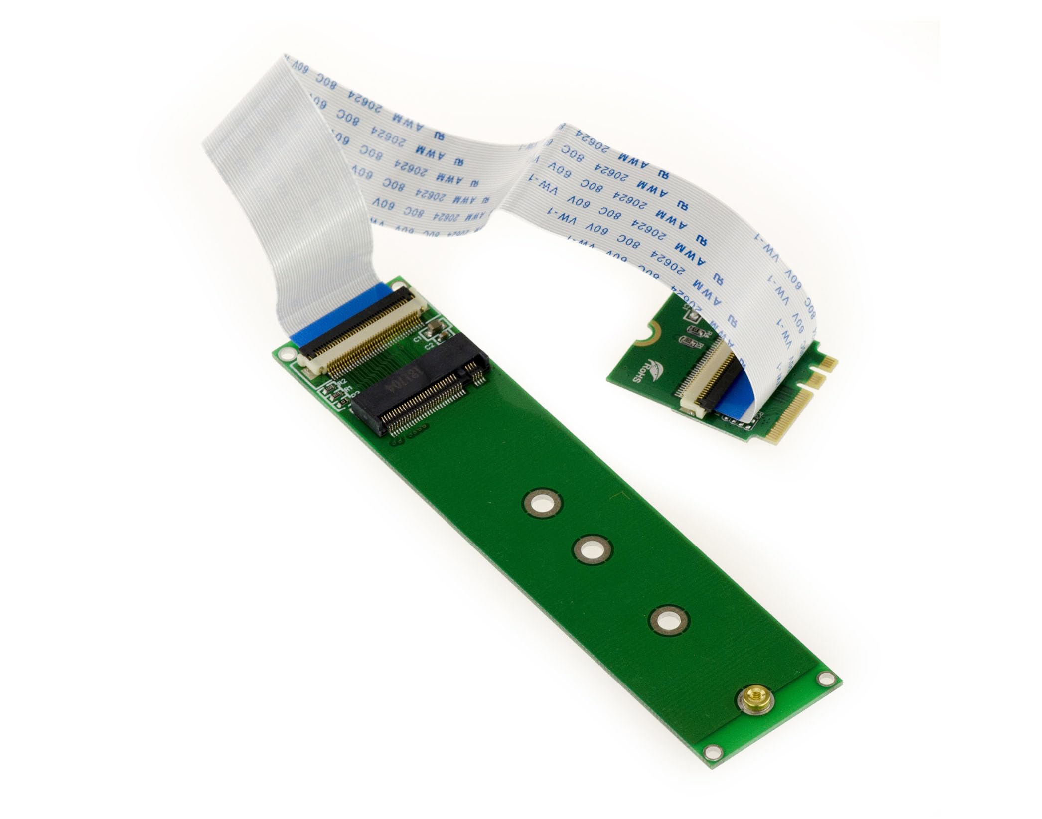 KALEA-INFORMATIQUE M.2 NGFF riser-type extension for mounting a PCIe M Key AHCI or NVMe M2 SSD on a M2 E A Key port with 20cm flexible ribbon cable