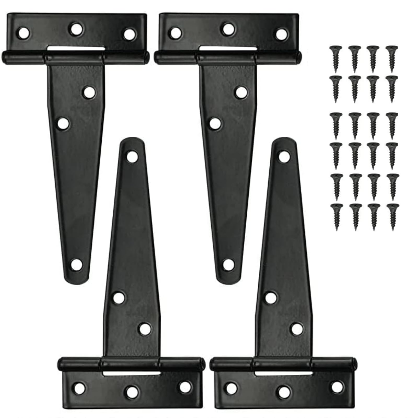 Tee Hinges, Shed Door Hinge, Gate Hinge,Hinges Outdoor,Kitchen Cupboard Hinge,Black, Matching Screws Included(4pcs*3Inch)