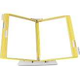 Tarifold Desktop Reference Display System, 10 Pockets, Expandable, Yellow | 10 Double-Sided PVC Pockets, Holds 20 Letter-Size Sheets, Sturdy Metal Base, Quick-Find Indexing, Quick and Easy to Assemble