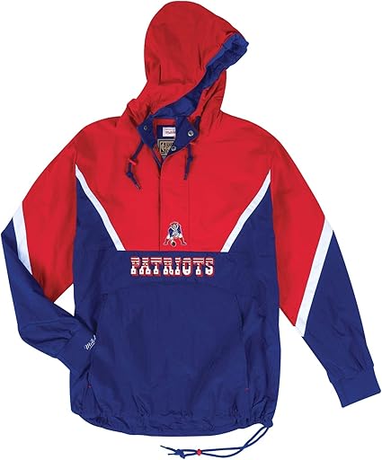 Amazon Com Mitchell Ness New England Patriots Nfl Men S Anorak 1 2 Zip Pullover Jacket Clothing