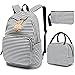 Bluboon Girls School Backpack Set Boys Students Casual Kids Travel School Bookbag Teens Girls Schoolbag (Black White Stripe)