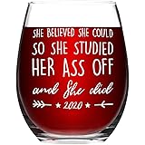 She Believed She Could So She Did Stemless Wine Glass, Gifts for Women, Sister, Friend, BFF, Her - Congratulations Going Away