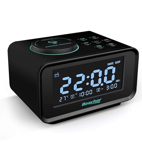 Audio E Hi Fi Radio E Boombox Display Termometro Nero Dimmer 6 Differenti Suoni Per La Sveglia Adatto Per Camera Da Letto Radio Fm Con Timer Di Spegnimento Reacher Radiosveglia Doppia Funzione Con