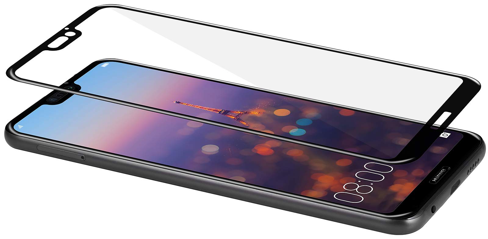 StilGut 3D Full Cover Tempered Glass Screen Protector Compatible with Huawei P20 Lite, Black/Clear