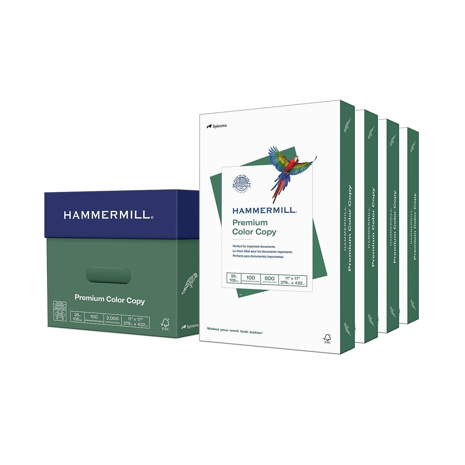 Photo 1 of ***FACTORY SEALED*** Hammermill Printer Paper, Premium Color 28 lb Copy Paper, 11 x 17 - 100 Bright, Made in the USA, 102541C - 4 Ream (2,000 Sheets)