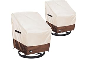 Finiboko Outdoor Chair Covers 2 Pack, (30" W x 34" D x 38" H) 100% Waterproof Heavy Duty Patio Furniture Covers,Outdoor Furniture Covers Waterproof for Patio Chair Covers,Beige&Brown