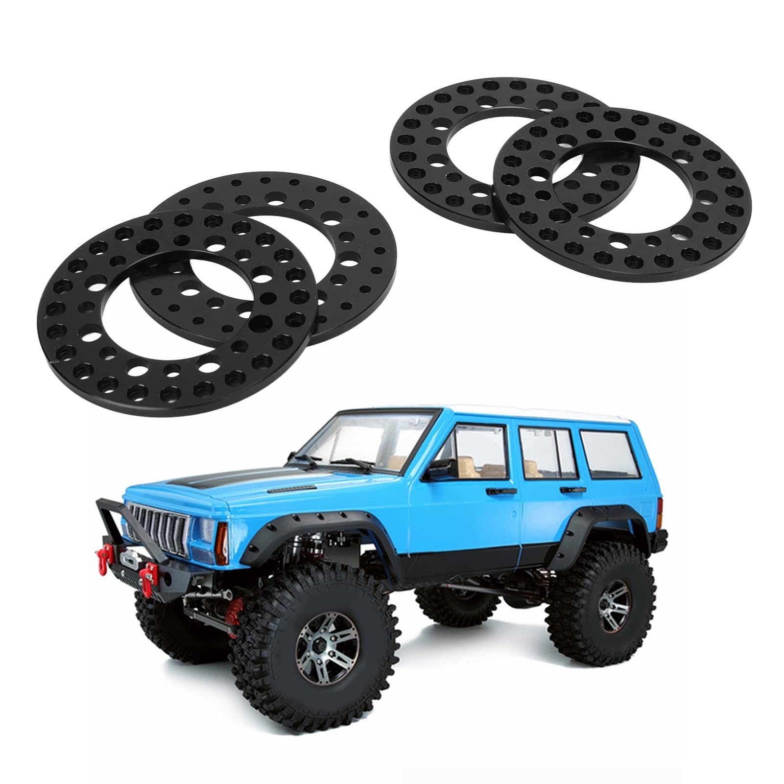 Dilwe RC Wheel Outer Beadlock Ring, 4Pcs 1.9 Inch Wheel Outer Beadlock Ring Aluminum Alloy Reusable RC Accessories for 1/10 RC Car(black)