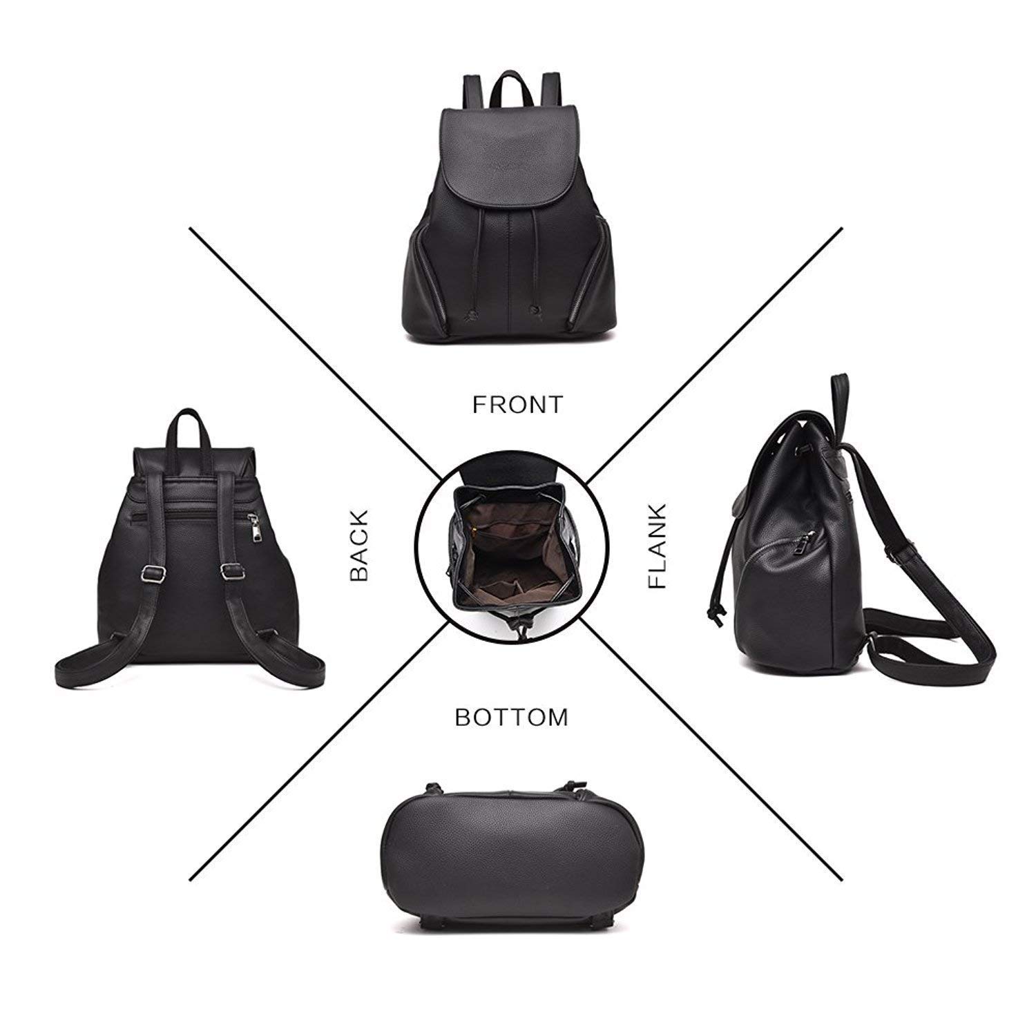 taps fashion stylish girls school bag college bag casual backpack(black)