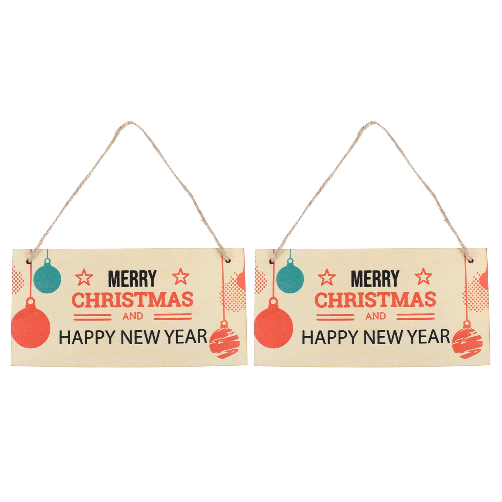 iplusmile 2pcs Wooden Merry Christmas Sign Happy New Year Plaque Board Door Wall Hanging Ornaments For Xmas Party Decor