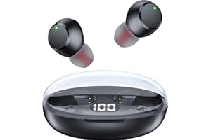 ZINGBIRD Wireless Earbuds Bluetooth 5.4 Headphones Ear Buds with Mic & LED Power Display IPX7 Waterproof Mini Earbud Stereo Sound Ultra-Light Earphones for Phone Sports Exercise Running Working Gym TV PC Black