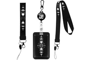 Badge holder, card holder, key card holder, unisex retractable badge holder (Moon phase)