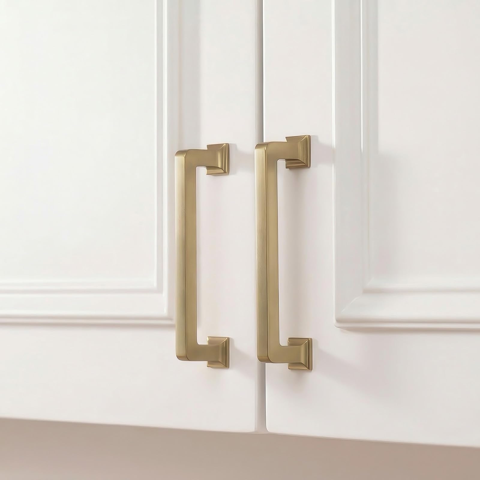 Photo 1 of homdiy 20 Pack 3-3/4 Inch Champagne Bronze Cabinet Pulls, Solid Heavy-Duty Zinc Alloy Kitchen Handles, Gold Cabinet Handles Modern Square Drawer Pulls for Cupboard, Dresser, Wardrobe