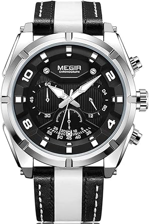 Megir Sports Track Race Quartz Movement Chronograph Black Dial Mens Watch - MegirMW33 (ML2076GBK)