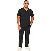M&M SCRUBS Men's Scrub Set – Stretch V-Neck Multi-Pocket Mens Medical Uniform Scrubs Top & Cargo Pants