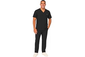 M&M SCRUBS Men's Scrub Set – Stretch V-Neck Multi-Pocket Mens Medical Uniform Scrubs Top & Cargo Pants