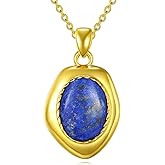 HOPEEZZ Lapis Lazuli Necklace for Women Sterling Silver Lapis Lazuli Necklace Lapis Lazuli Pendant Jewelry Gift for Women Golden