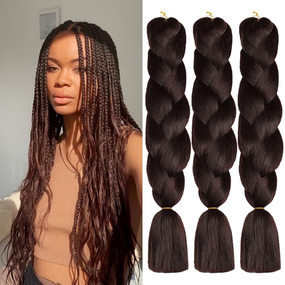 ShowJarlly Box Braid Hair Extensions, 24inch Ombre Jumbo Braid Hair, 3Packs Synthetic Jumbo Braiding Hair Extension Afro Hair Extensions for Braiding Crochet Twist Braids Hair 99J# — image 1